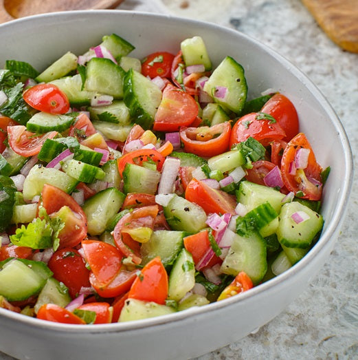 Israeli Salad with Cucumber, Tomato, Red Onion