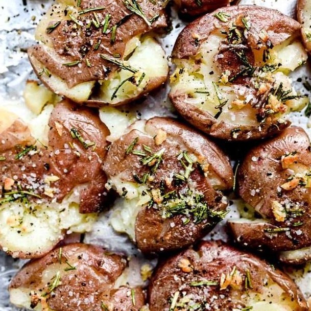 Roasted Red Smashed Potatoes